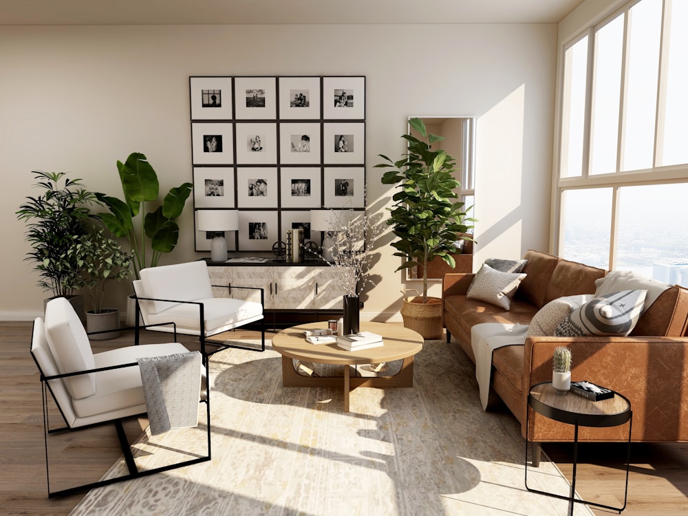 Warm, thoughtfully furnished interior in the Forma website concept