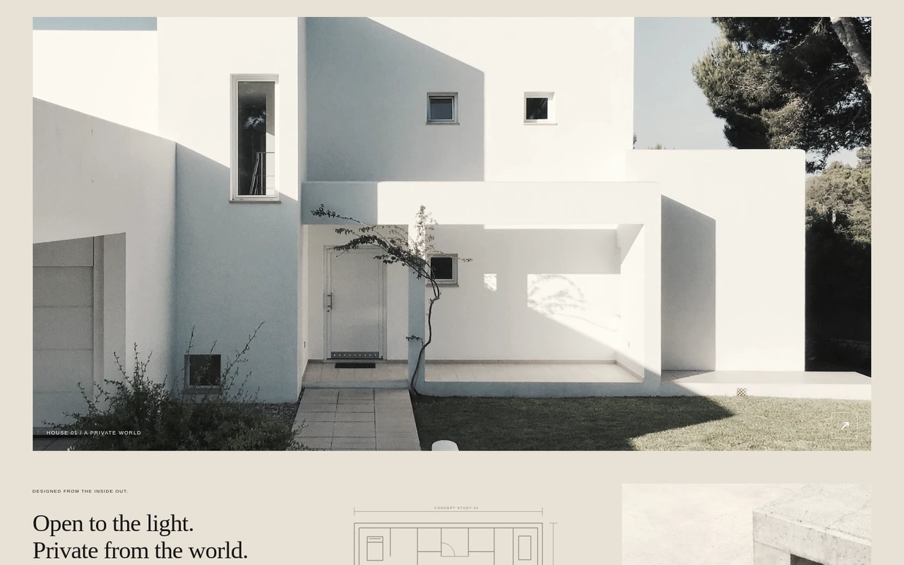 ARQEN Residences House 01 section showing a responsive luxury residential website layout