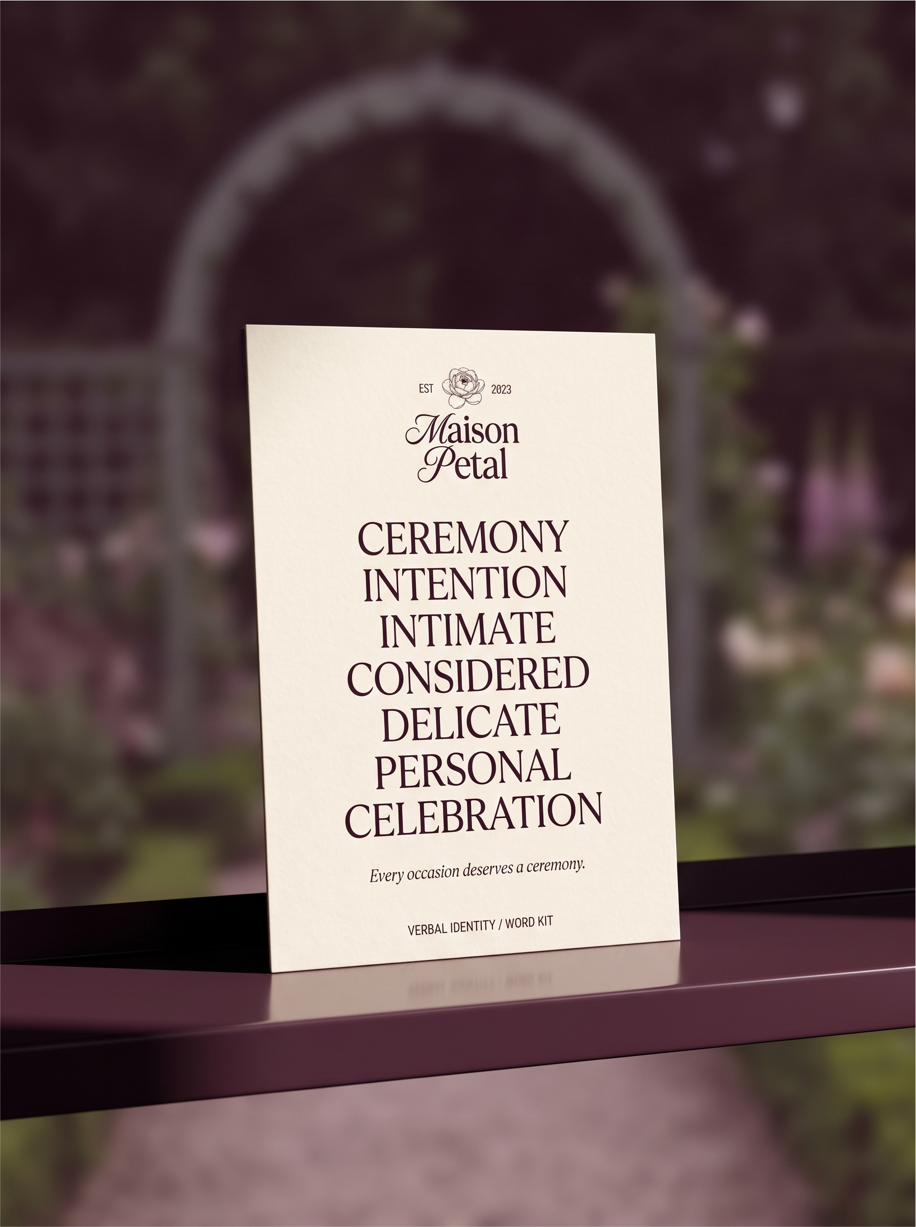 Maison Petal verbal identity printed artifact