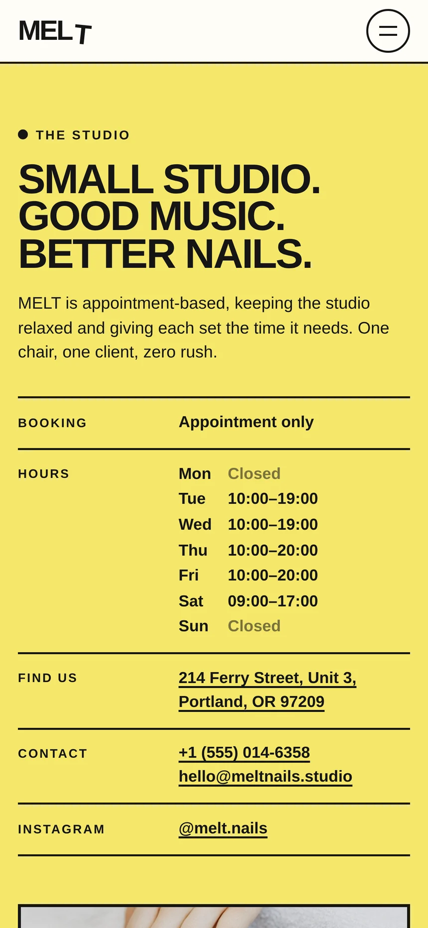 Mobile MELT Nail Studio appointment booking experience