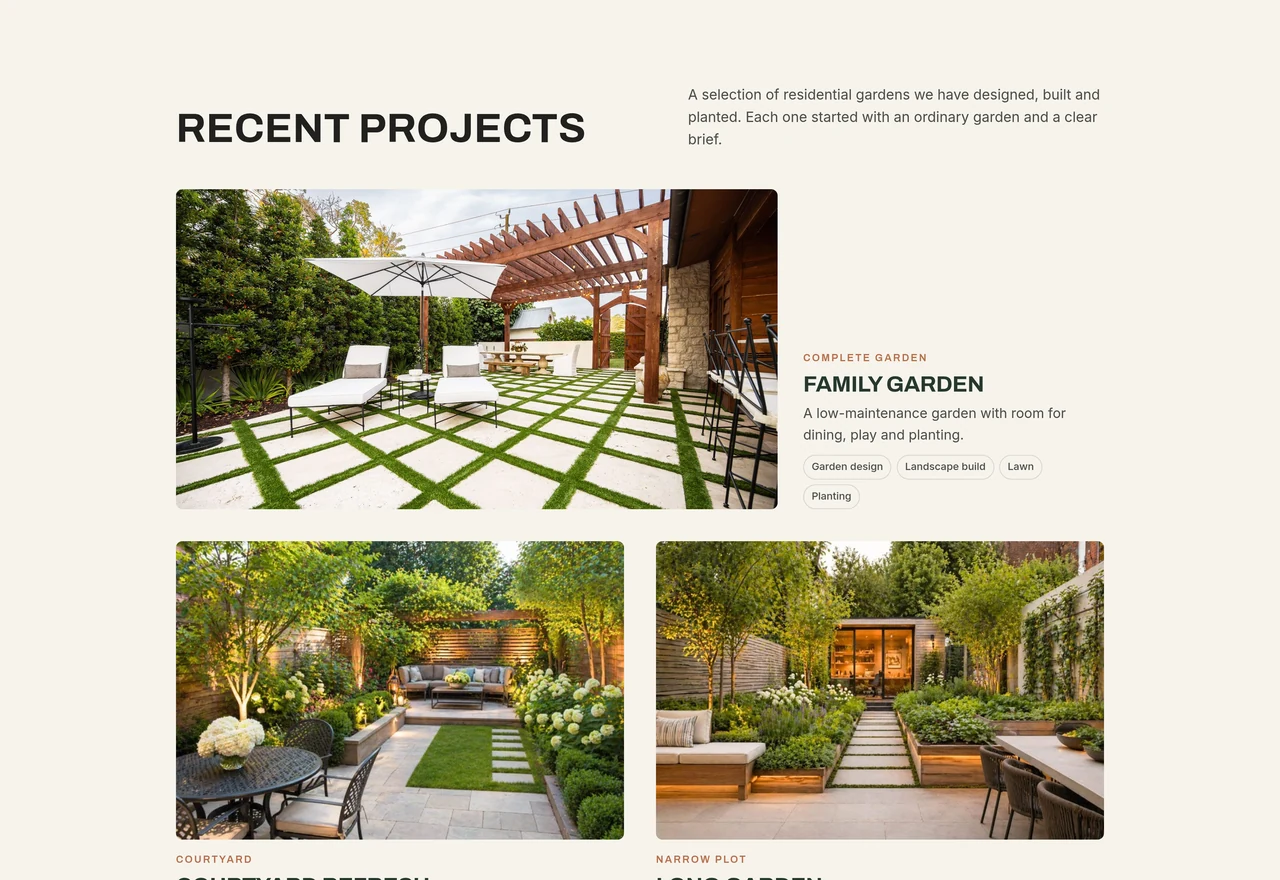 NORTHLINE recent landscaping projects presented as a photography-led project gallery